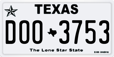 TX license plate DOO3753