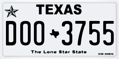 TX license plate DOO3755