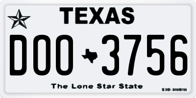 TX license plate DOO3756