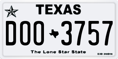 TX license plate DOO3757