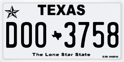 TX license plate DOO3758