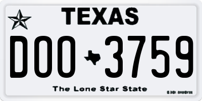 TX license plate DOO3759