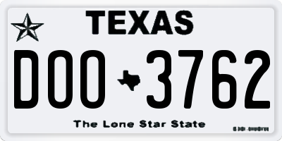 TX license plate DOO3762