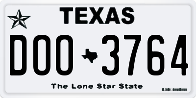 TX license plate DOO3764