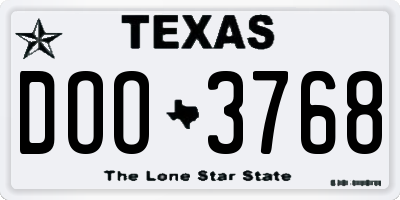 TX license plate DOO3768