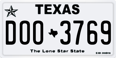 TX license plate DOO3769