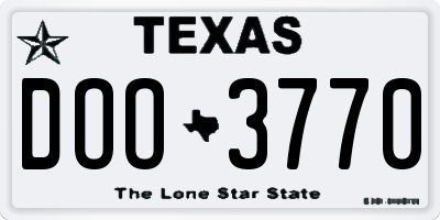 TX license plate DOO3770