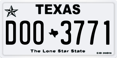 TX license plate DOO3771