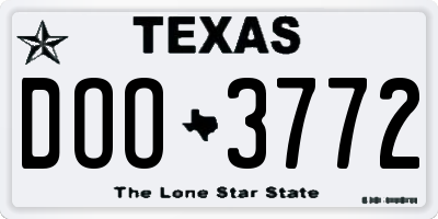 TX license plate DOO3772