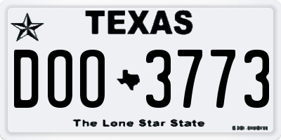 TX license plate DOO3773