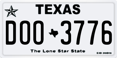 TX license plate DOO3776