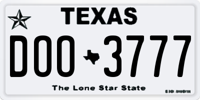 TX license plate DOO3777