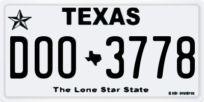 TX license plate DOO3778