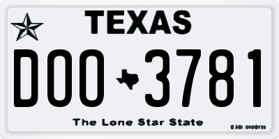TX license plate DOO3781