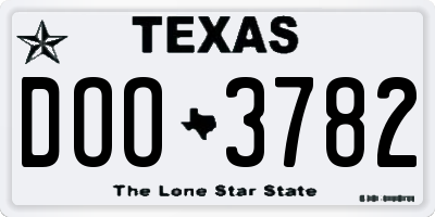 TX license plate DOO3782