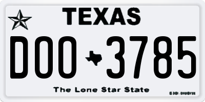 TX license plate DOO3785