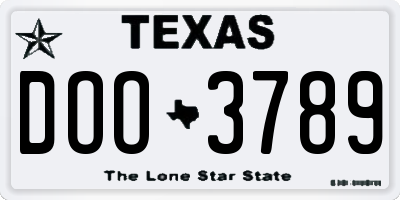 TX license plate DOO3789