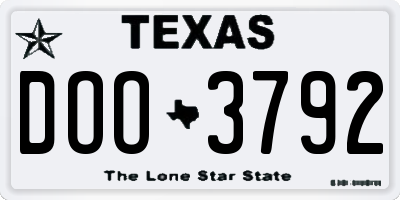 TX license plate DOO3792