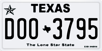 TX license plate DOO3795