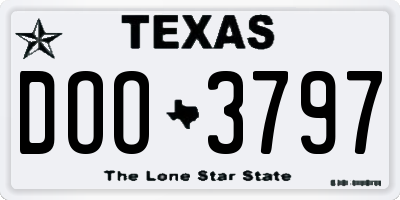 TX license plate DOO3797