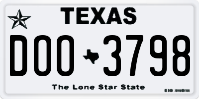 TX license plate DOO3798