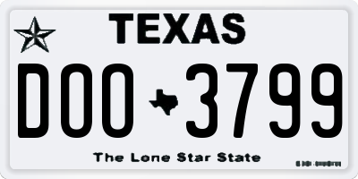 TX license plate DOO3799