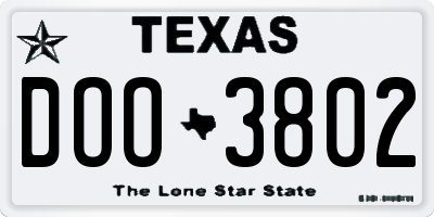 TX license plate DOO3802