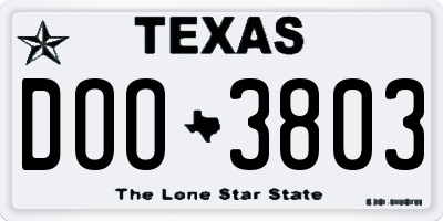TX license plate DOO3803