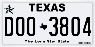 TX license plate DOO3804