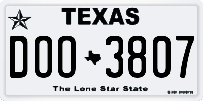 TX license plate DOO3807