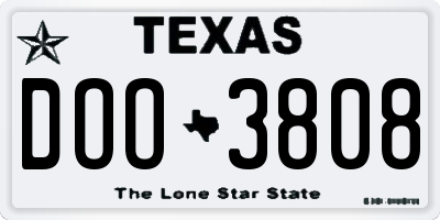 TX license plate DOO3808