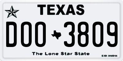 TX license plate DOO3809