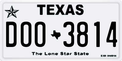 TX license plate DOO3814