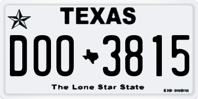 TX license plate DOO3815