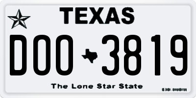 TX license plate DOO3819
