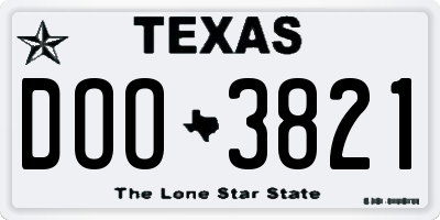 TX license plate DOO3821