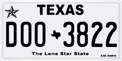 TX license plate DOO3822
