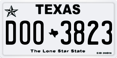 TX license plate DOO3823