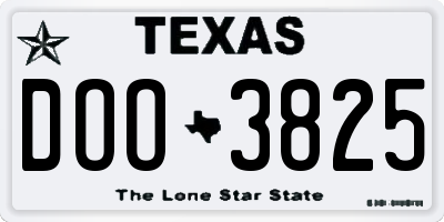 TX license plate DOO3825