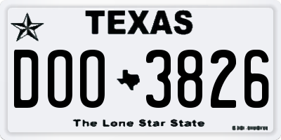 TX license plate DOO3826