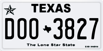 TX license plate DOO3827