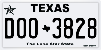TX license plate DOO3828