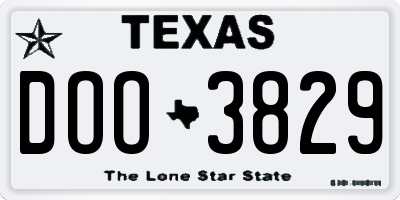 TX license plate DOO3829