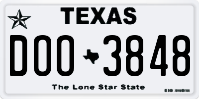 TX license plate DOO3848