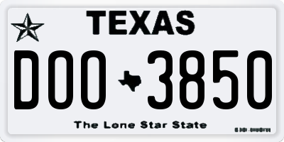 TX license plate DOO3850