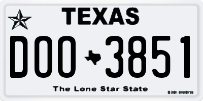TX license plate DOO3851