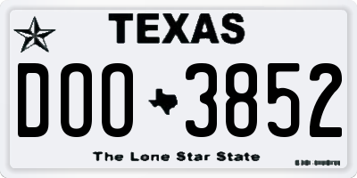 TX license plate DOO3852