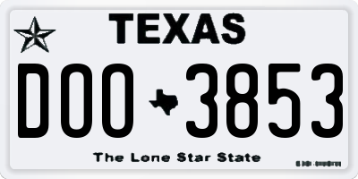 TX license plate DOO3853