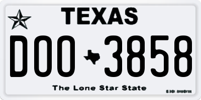 TX license plate DOO3858