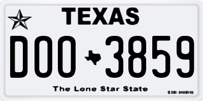 TX license plate DOO3859